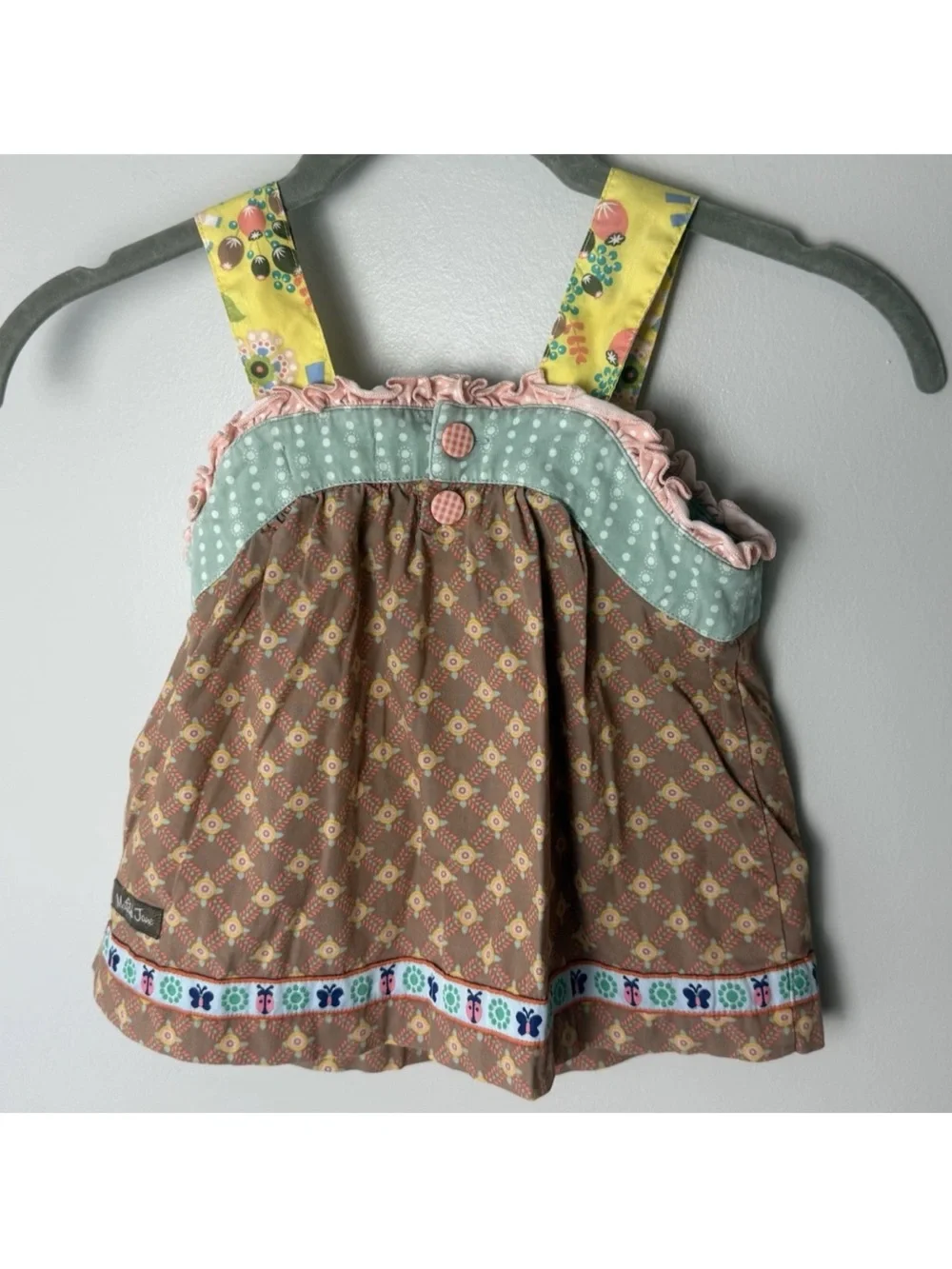 Matilda Jane Chocolaty Goodness Ethel Top 4 Brown Happy & Free Brown Pink Blue